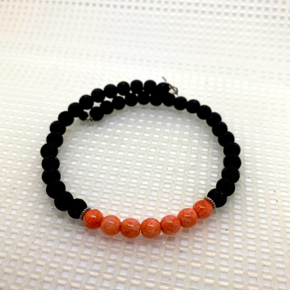 Rebollo Beaded Bracelet I ITALY Women Orange and Black Adjustable Halloween